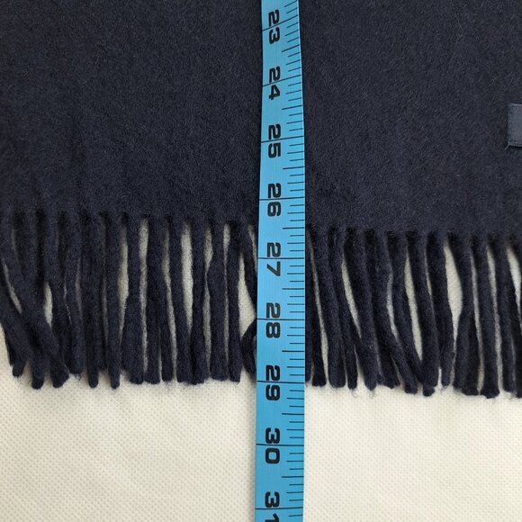 BURBERRY London Solid Plaid Knit 100% Cashmere Logo Charcoal Gray Scarf - Picture 7 of 8